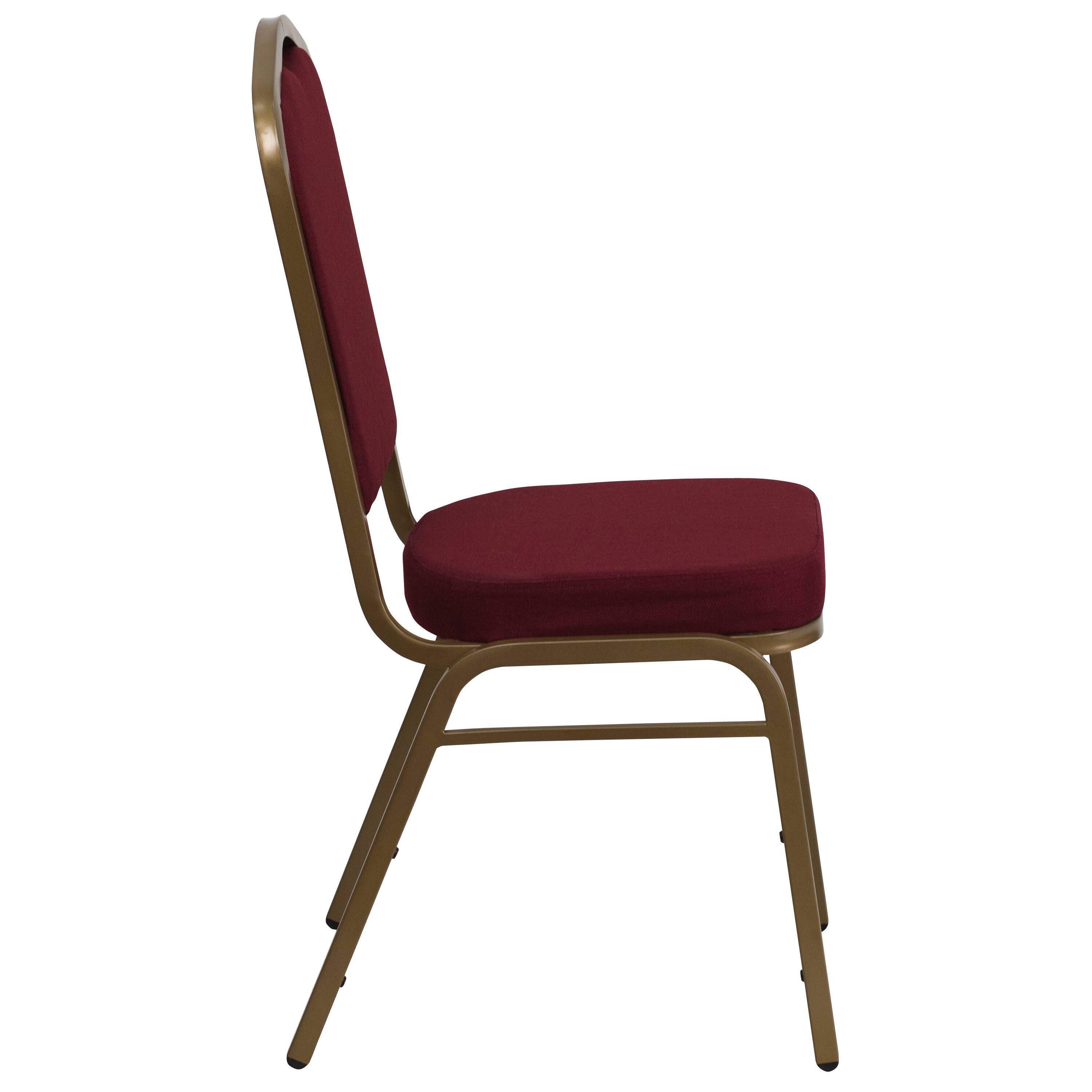 Alt View 6. Emma + Oliver - Crown Back Stacking Banquet Dining Chair - Burgundy Fabric/Gold Frame.