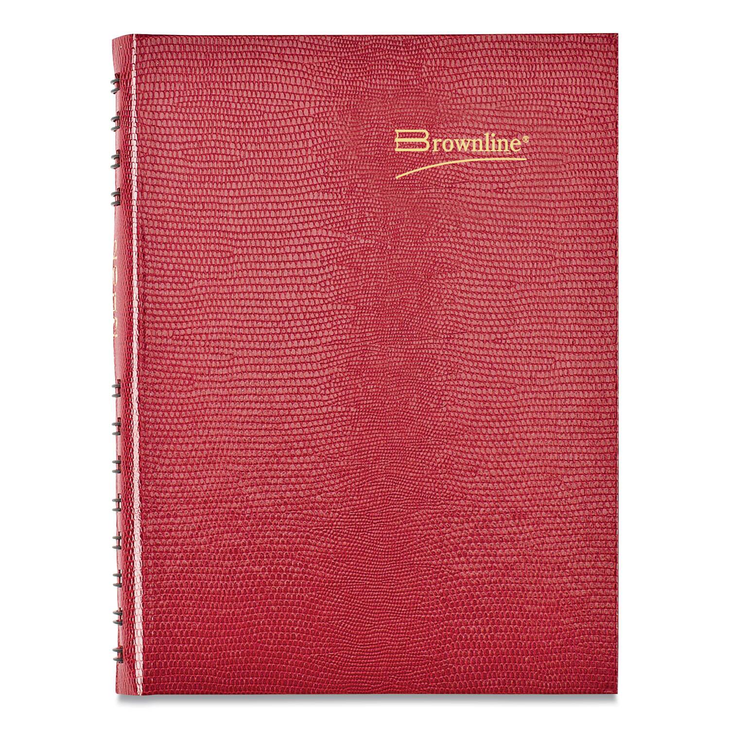 Left. Brownline - CoilPro Ruled Daily Planner 8.25 x 5.75 Red Cover 12 Month Jan to Dec 2026.