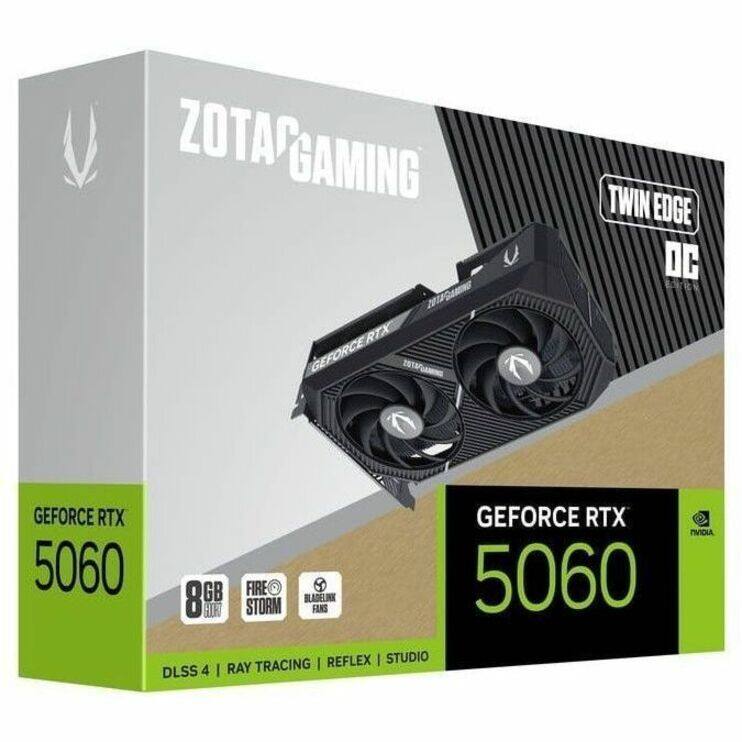 ZOTAC GAMING  
TWIN EDGE DC  

GEFORCE RTX 5060  
8GB GDDR6  
FIRE STORM  
BLADELINK FANS  

DLSS 4 | RAY TRACING | REFLEX | STUDIO