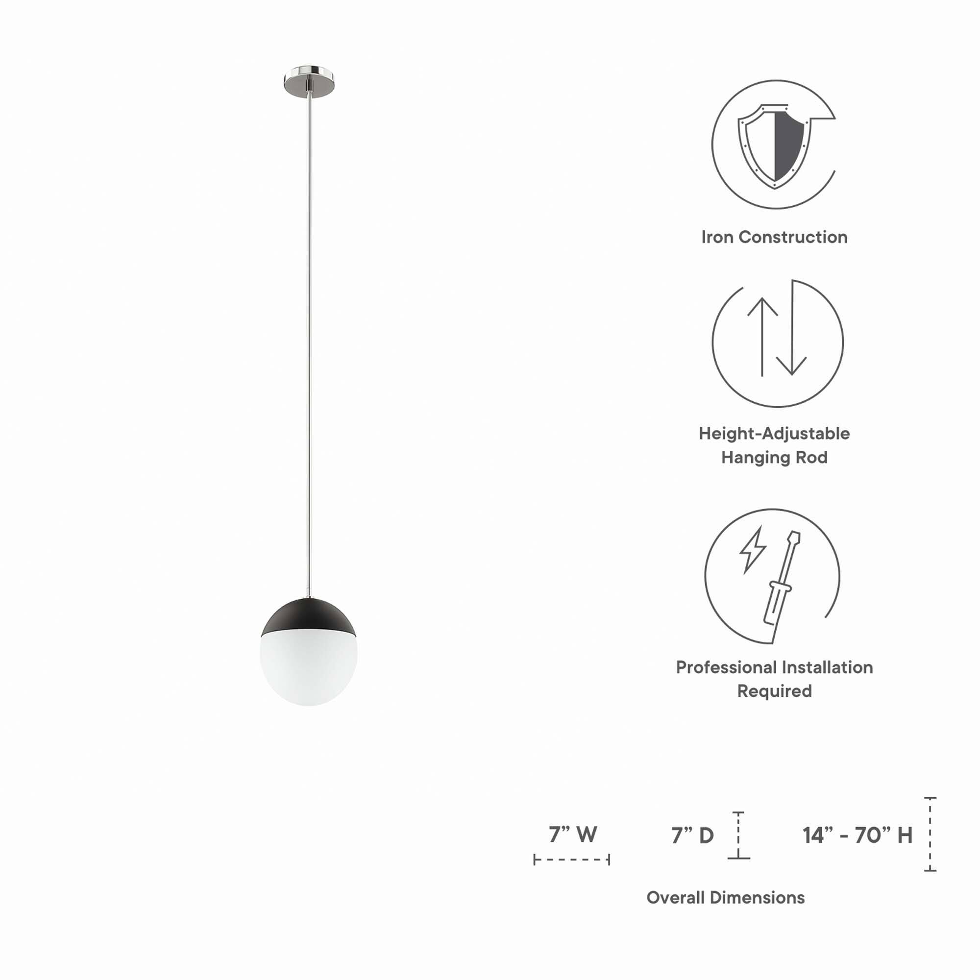 Iron Construction  
Height-Adjustable Hanging Rod  
Professional Installation Required  

Overall Dimensions:  
7" W x 7" D x 14" - 70" H