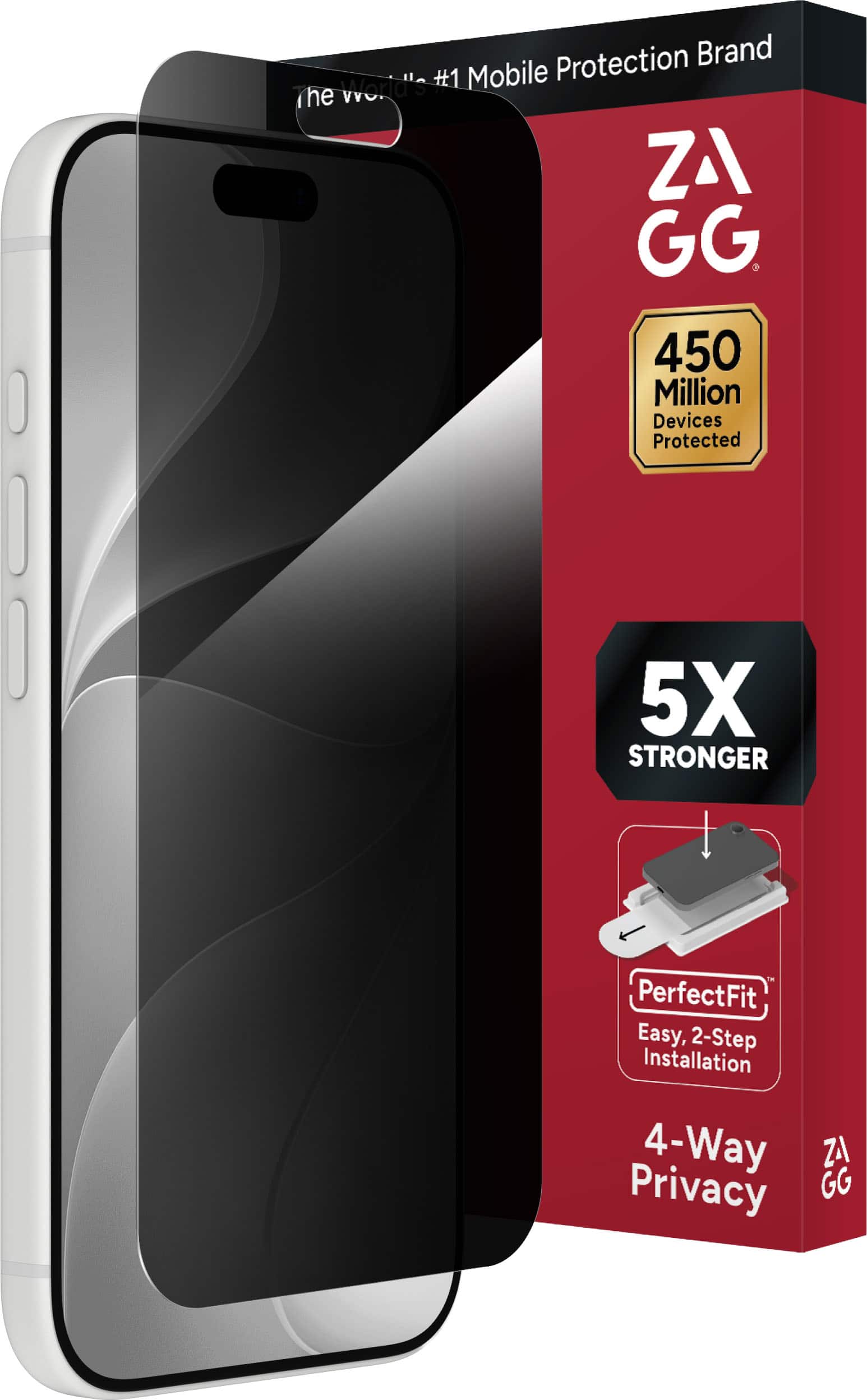 ZAGG - Privacy XTR Screen Protector with Full Privacy Protection for Apple iPhone 18 Pro - Clear