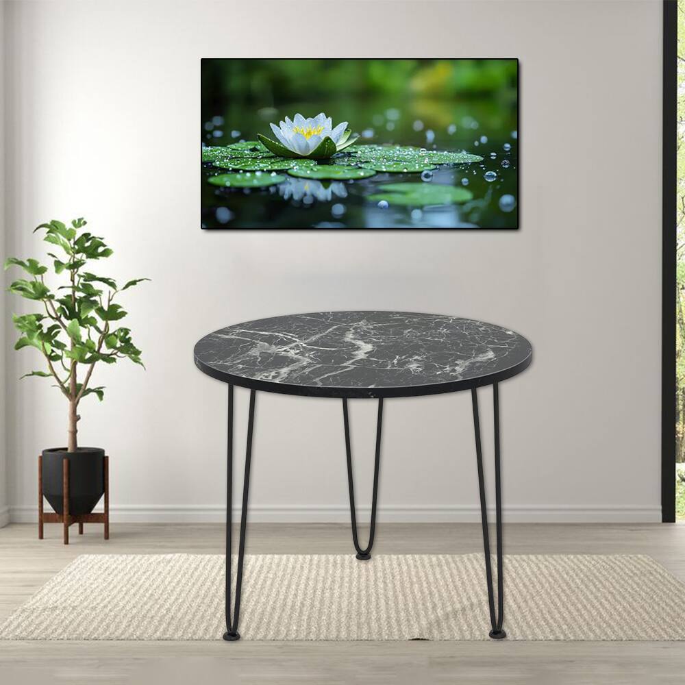 Front. Hivvago - Contemporary Round Center Table with Reinforced Thick Top and Durable Metal Tripod Legs - Black.