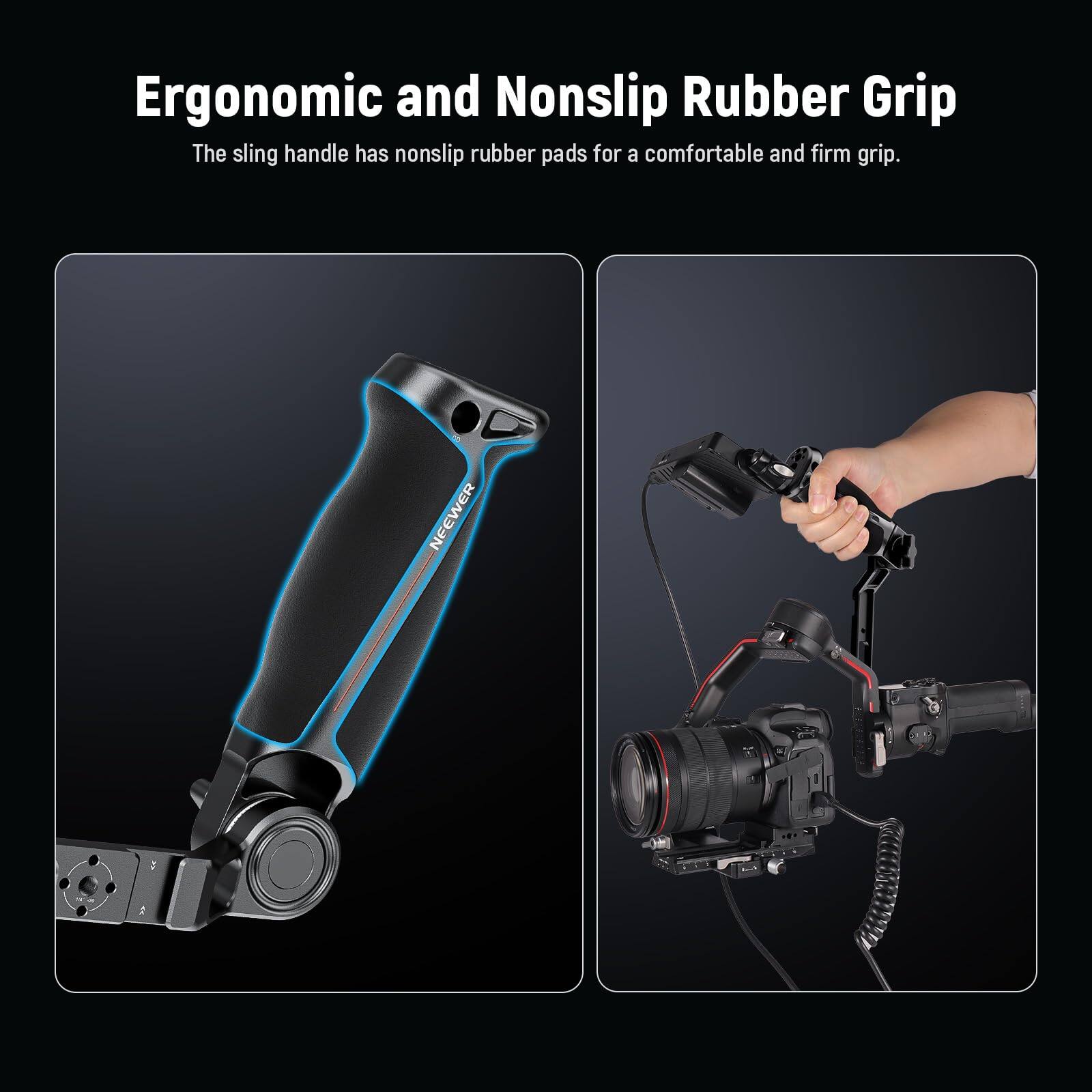 Ergonomic and Nonslip Rubber Grip

The sling handle has nonslip rubber pads for a comfortable and firm grip.
