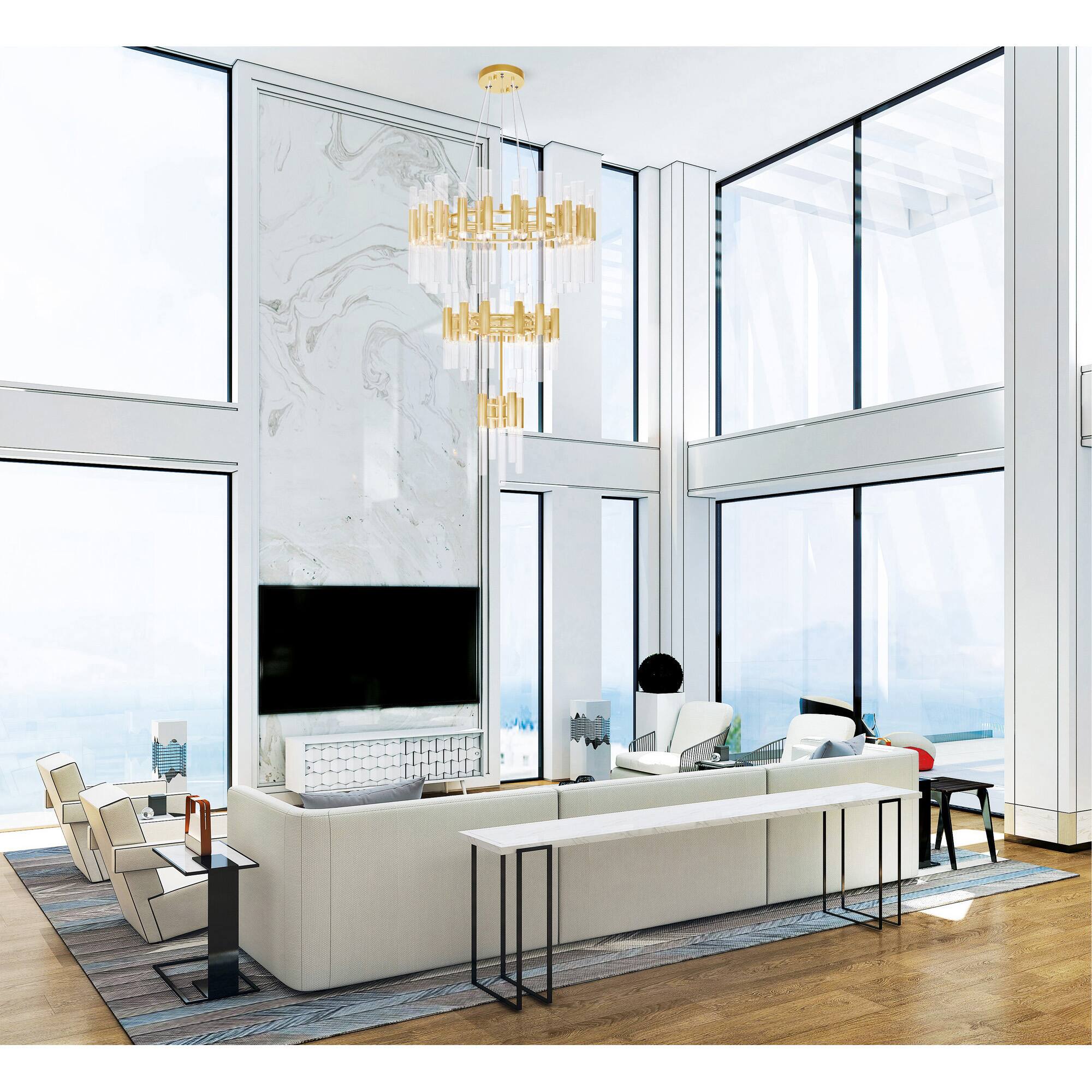 Alt View 2. CWI Lighting - Orgue 123 Light Chandelier With Satin Gold Finish - Satin Gold.