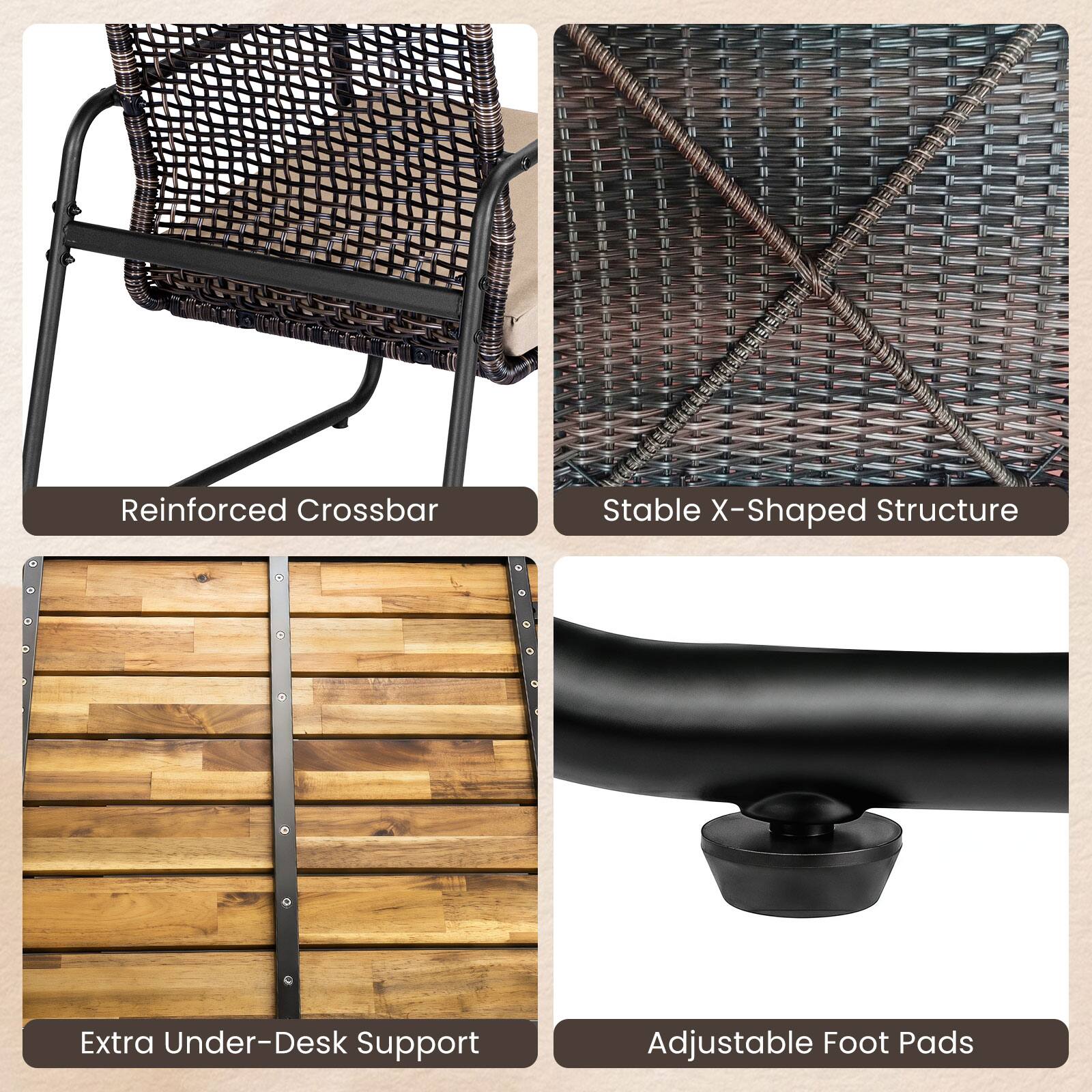 Reinforced Crossbar  
Stable X-Shaped Structure  
Extra Under-Desk Support  
Adjustable Foot Pads
