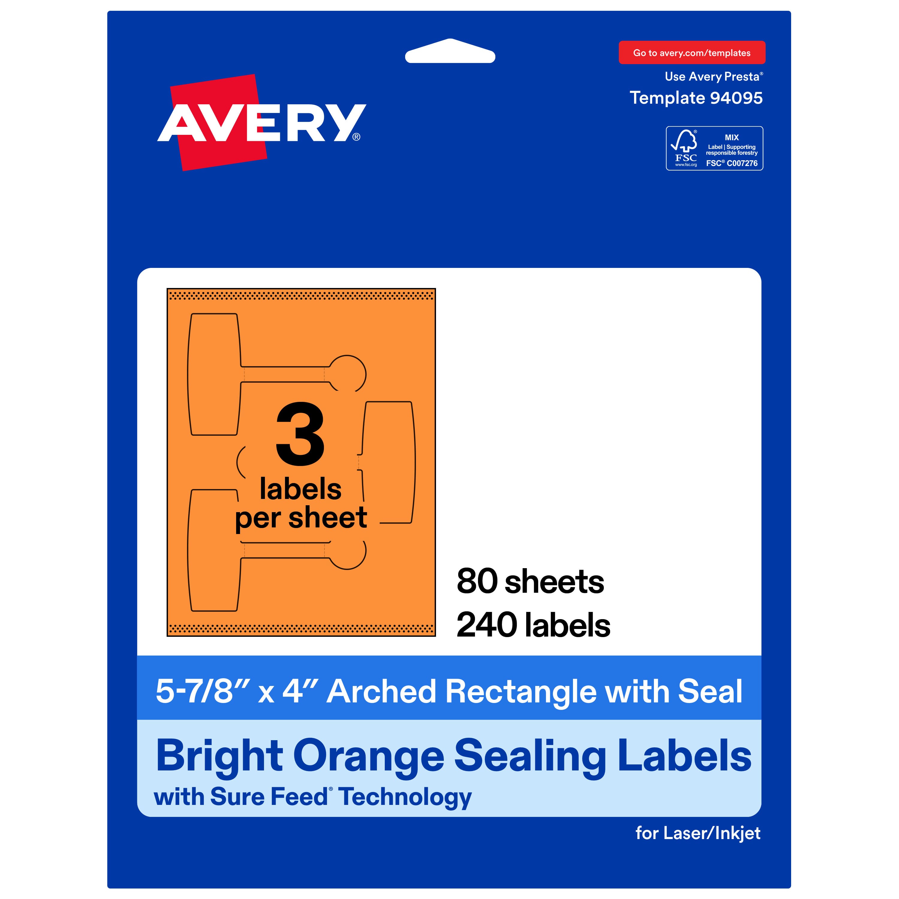 "Avery - Avery® Sealing Labels, 5-7/8"" x 4"", Bright 240 Total - Orange" price history on PriceWatchPro