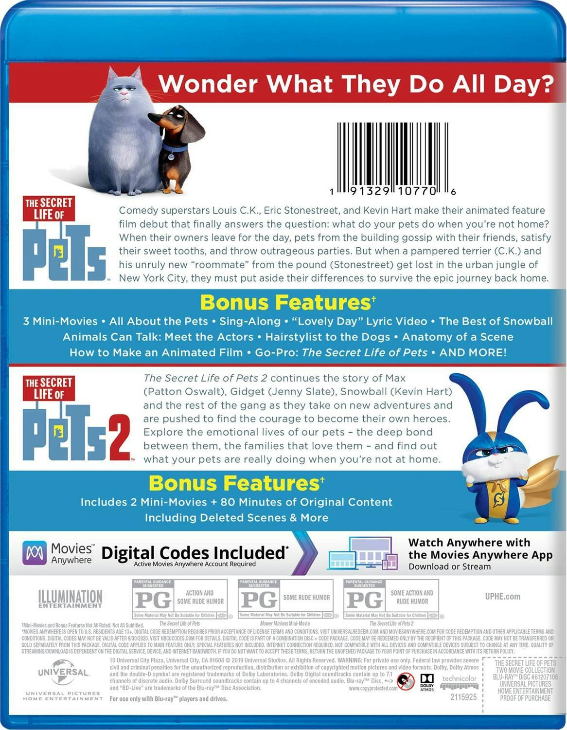 Back. The Secret Life of Pets 1 & 2 (Blu-ray Double Feature) [Blu-ray].