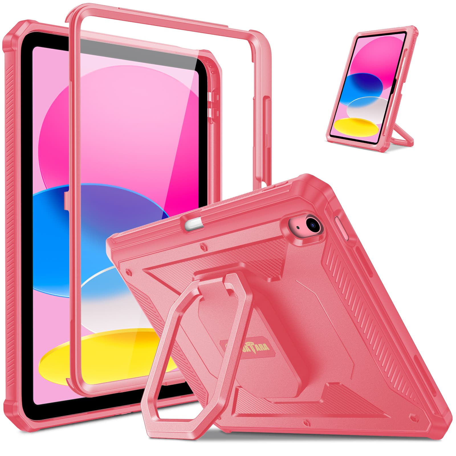 Fintie - Rugged Case for iPad (A16) 11th Gen 11-inch/iPad 10th Gen 10.9"| 360 Degree Rotating Stand with Screen Protector - Watermelon