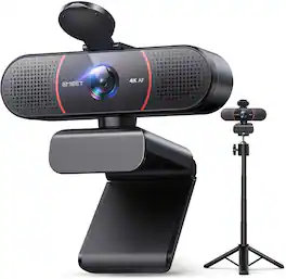 EMEET - C960 4K Webcam with Tripod, 4K UHD Sony Sensor, 3 Adjustable Height Mini Tripod w/Privacy Cover, PDAF Auto Focus,