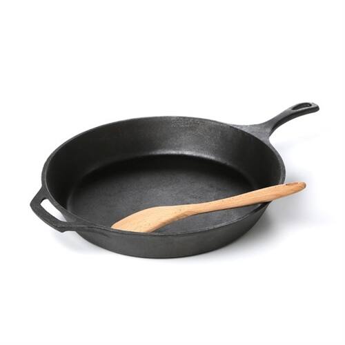 Back. SlickBlue - Cast Iron Round Skillet Pre-Seasoned for Easy Cooking and Searing - Black.