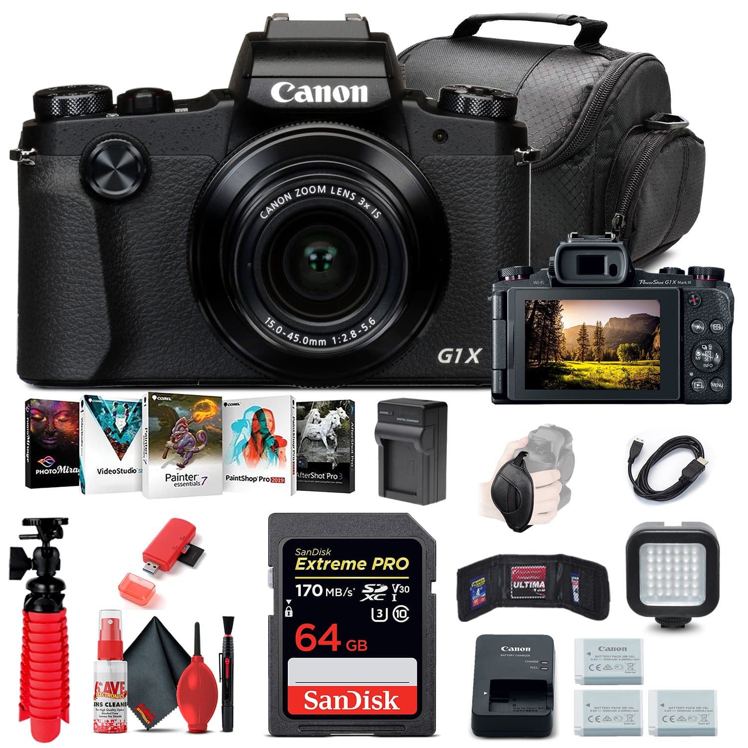 Canon - PowerShot G1 X Mark III Digital Camera (2208C001) + 64GB Card + More (International Version)