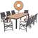 Alt View 4. Costway - 9 PCS Patio Rattan Dining Set with Acacia Wood Table, Cushions, 1.9" Umbrella Hole - Mix Brown + Off White.