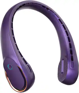 PRIMEPLUS - Neck Fan Portable 4000mAh 360° Dual Airflow No Tangle Fast Charge Long Runtime Gift for Men Women - Purple