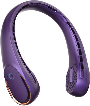 Front. PRIMEPLUS - Neck Fan Portable 4000mAh 360° Dual Airflow No Tangle Fast Charge Long Runtime Gift for Men Women - Purple.