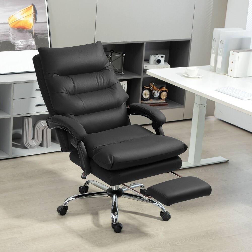 Alt View 6. Loheer - Loheer Massage Office Chair with Heat Function and Footrest, Ergonomic Reclining Computer Desk Chair, Black - Black.