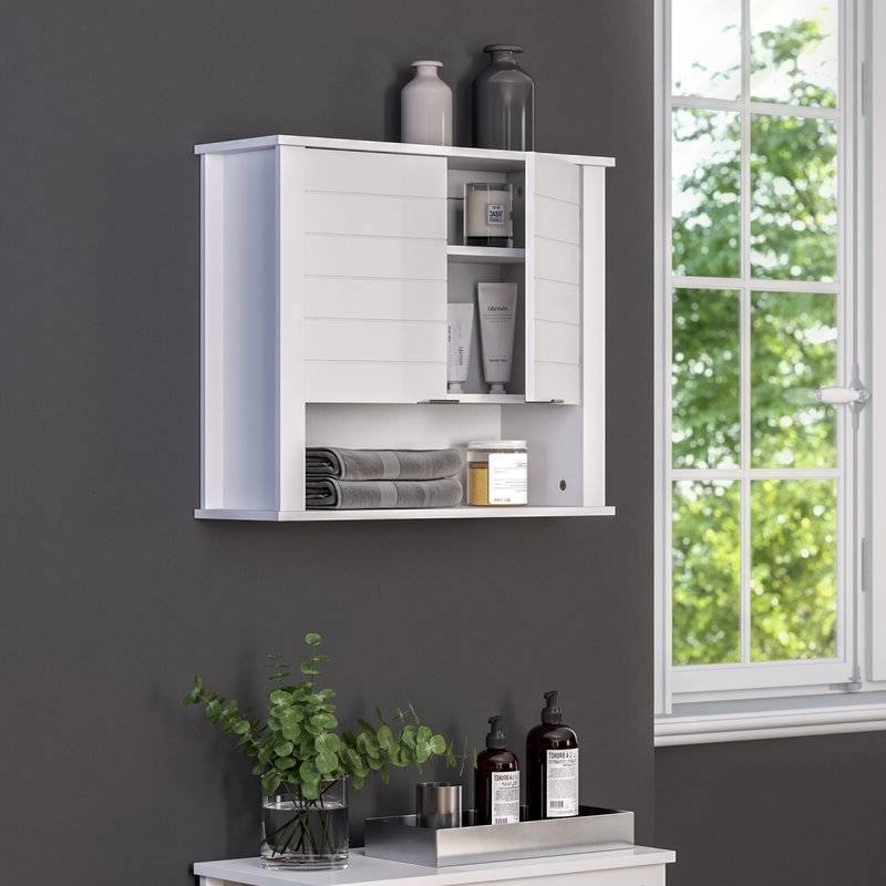 Back. Hivvago - White 2 Door Wall Mounted Bathroom Storage Cabinet - White.