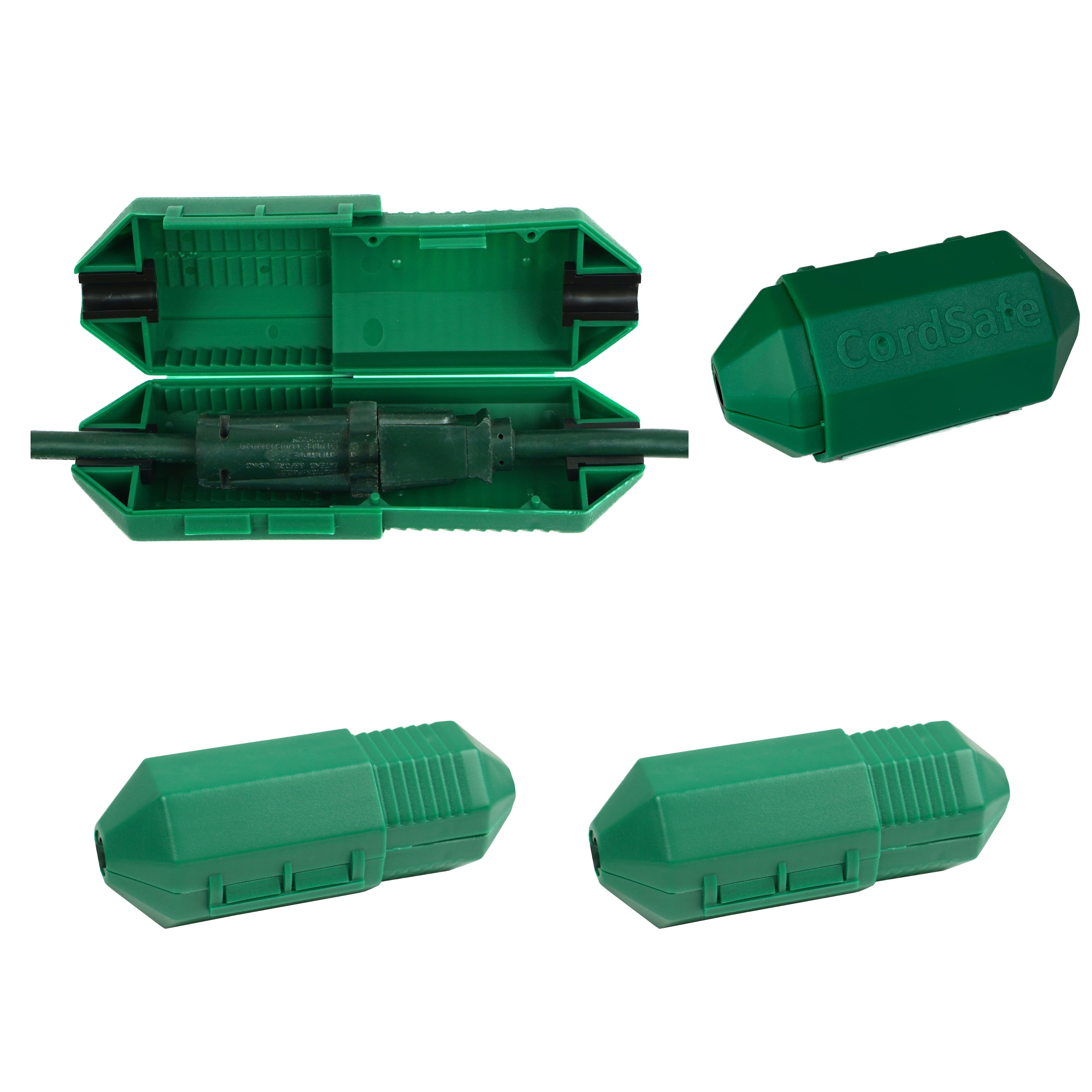 CordSafe - Plus Extension Cord Safety Cover, Water Resistant Plug Protector, Made in the USA, 2-Pack - Green