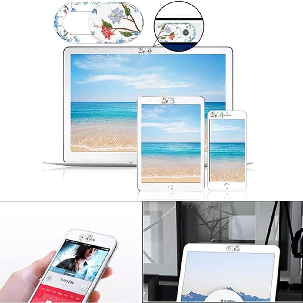 Alt View 1. RTMB - 8-Pack Ultra-Thin Laptop & Device Webcam Cover Slides, Flower Pattern.