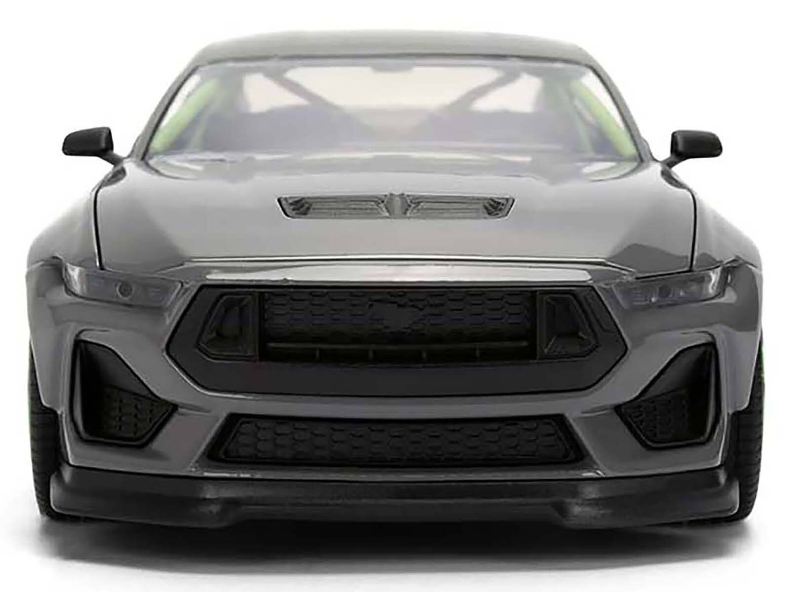 Alt View 5. Jada - 2024 Ford Mustang RTR Gray w/ Green Wheels "Bigtime Muscle" Series 1/24 Diecast Model Car by Jada - Multicolor.