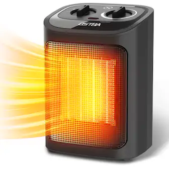 OSTBA - 1500W Ceramic Heater, Adjustable Thermostat, 3 Modes with Tip-Over & Overheat Protection for Office & Bedroom - Black