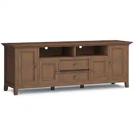 Simpli Home - Amherst 72 inch Wide Solid Wood Transitional TV Stand - Rustic Natural Aged Brown