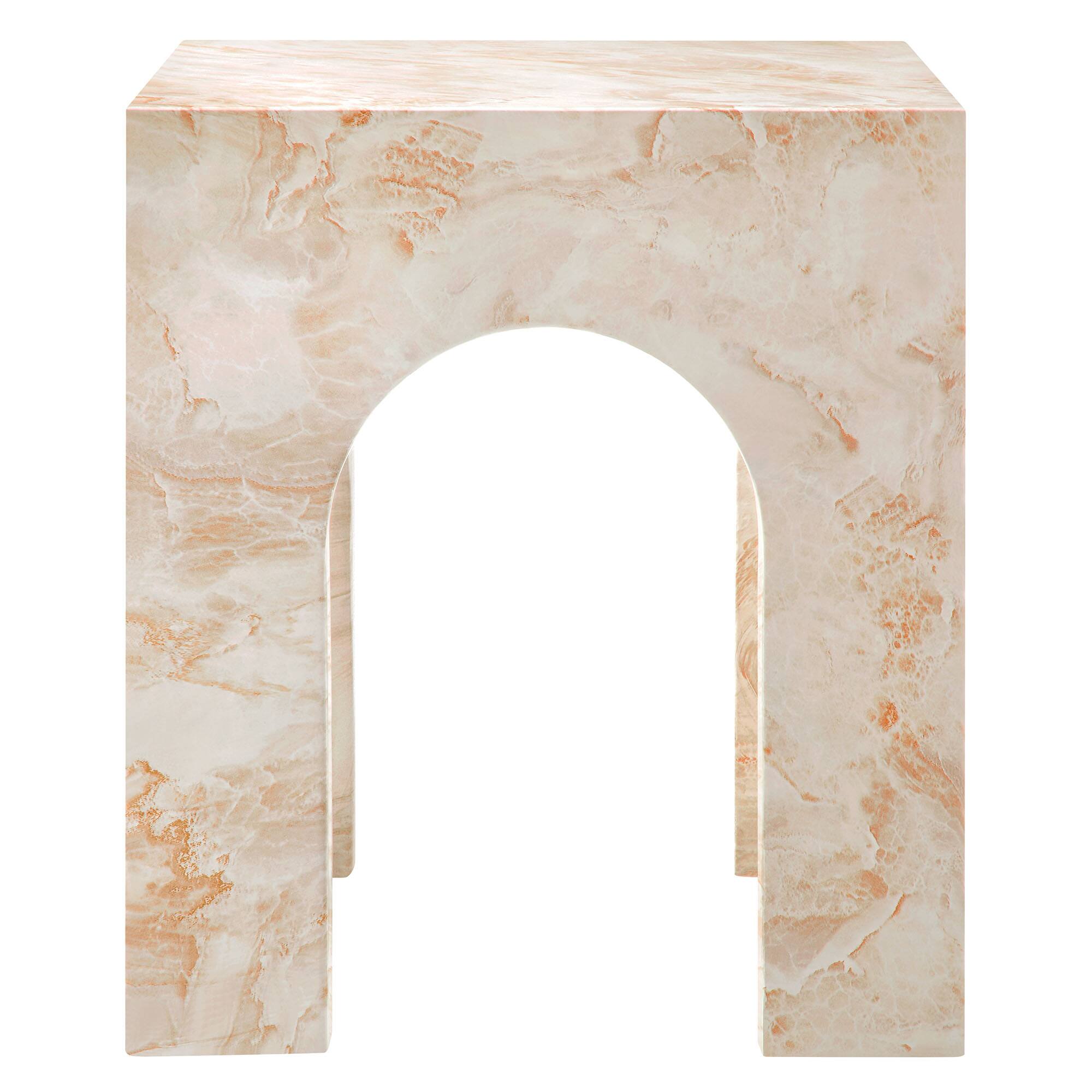 Alt View 5. Modway - Valen Square Indoor - Outdoor Patio Arched Concrete Side Table by Modway - Honey Onyx.