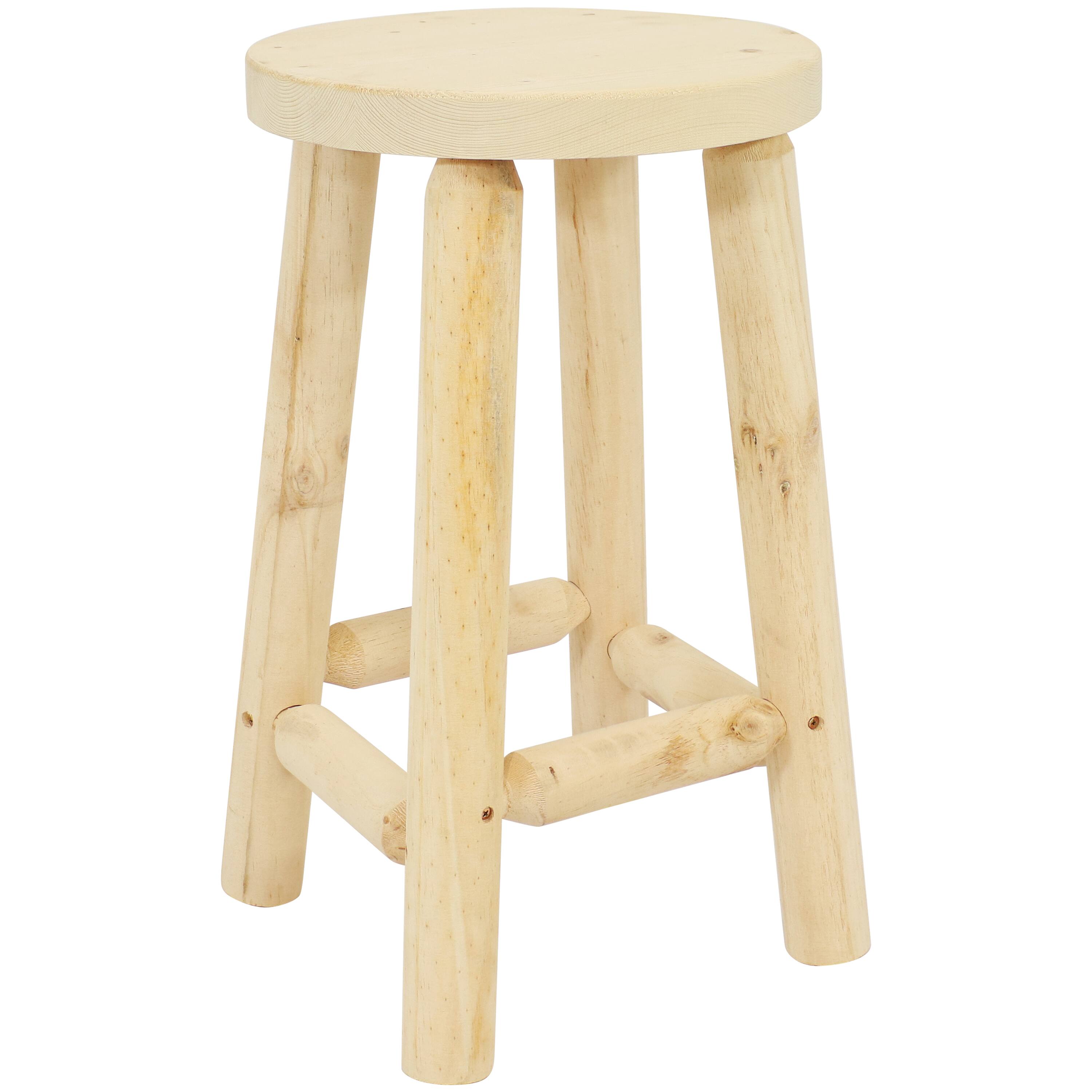 Front. Sunnydaze - Rustic Unfinished Fir Wood Indoor Backless Counter-Height Stool - Light Brown.