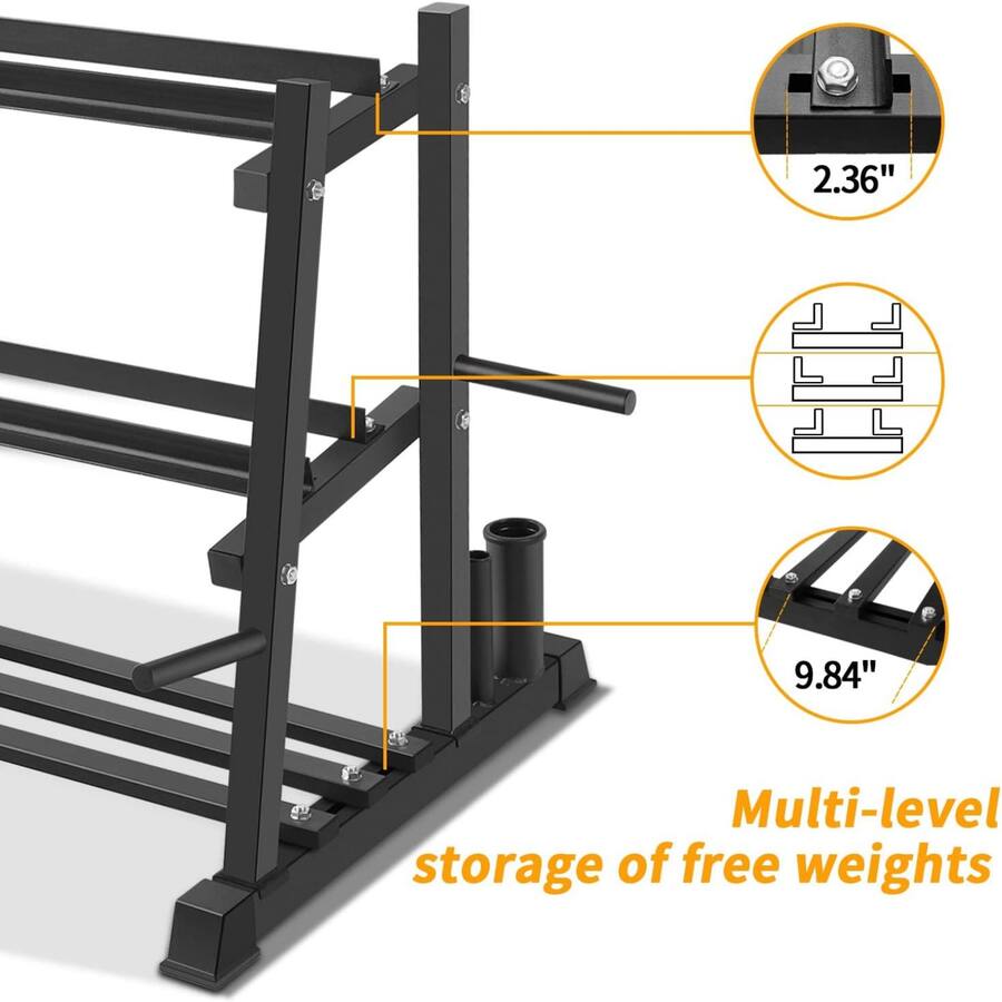 KERDOM 3 Tier Dumbbell Weights Rack for Home Gym, Kettlebell and Weight ...
