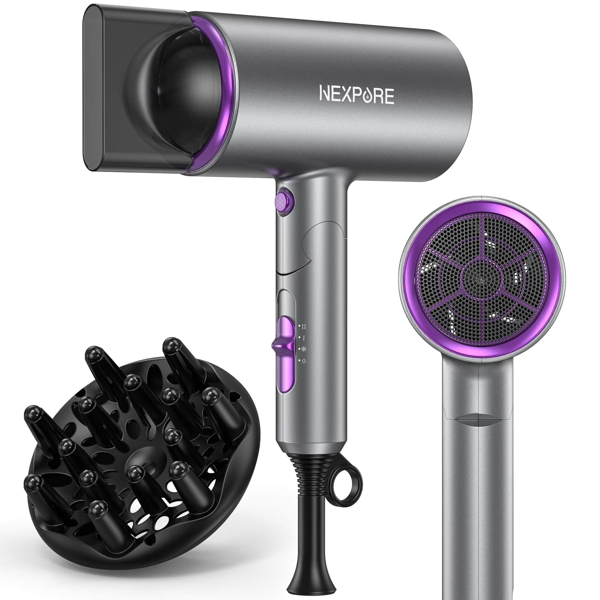 Front. NEXPURE - New Upgrade Professional Ionic Hair Dryer, 2000W Powerful Blow Dryer , Suitable for Home and Travel, Purple - Purple.