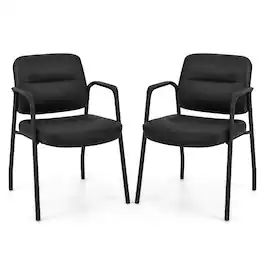 Costway - Waiting Room Chair No Wheels Set of 2 with Integrated Armrests for Reception - Black