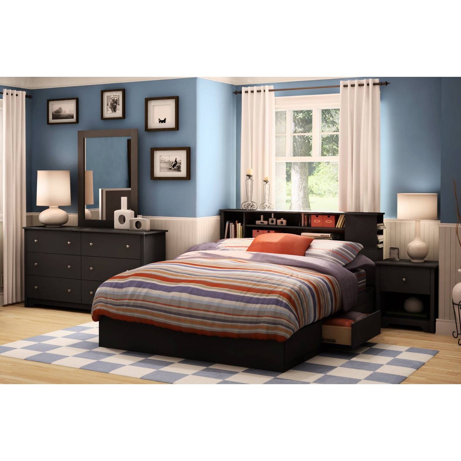 Left. Hivvago - Hivvago 6 Drawer Bedroom Dresser with Nickle Metal Knobs Handles - Black.