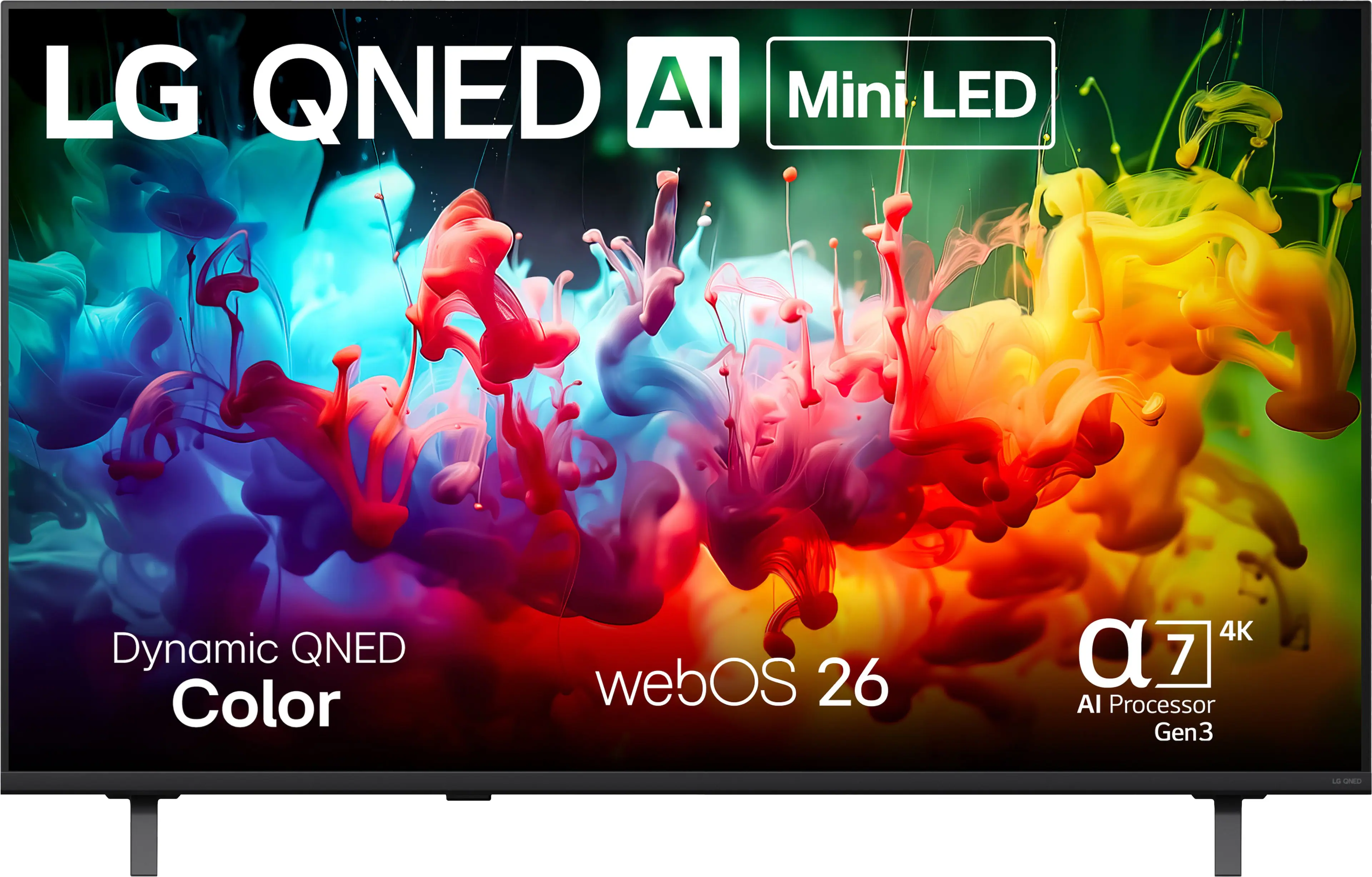 LG QNED AI Mini LED  
Dynamic QNED Color  
webOS 26  
α7 4K AI Processor Gen3