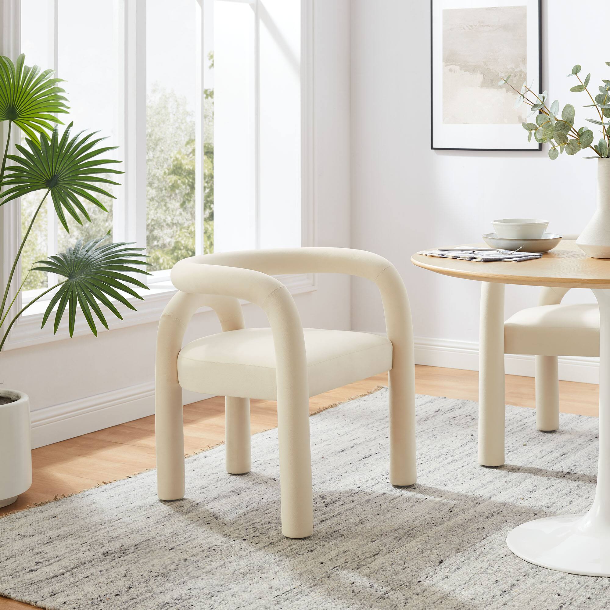 Alt View 4. Modway - Astrid Performance Velvet Dining Chair by Modway - Ivory.
