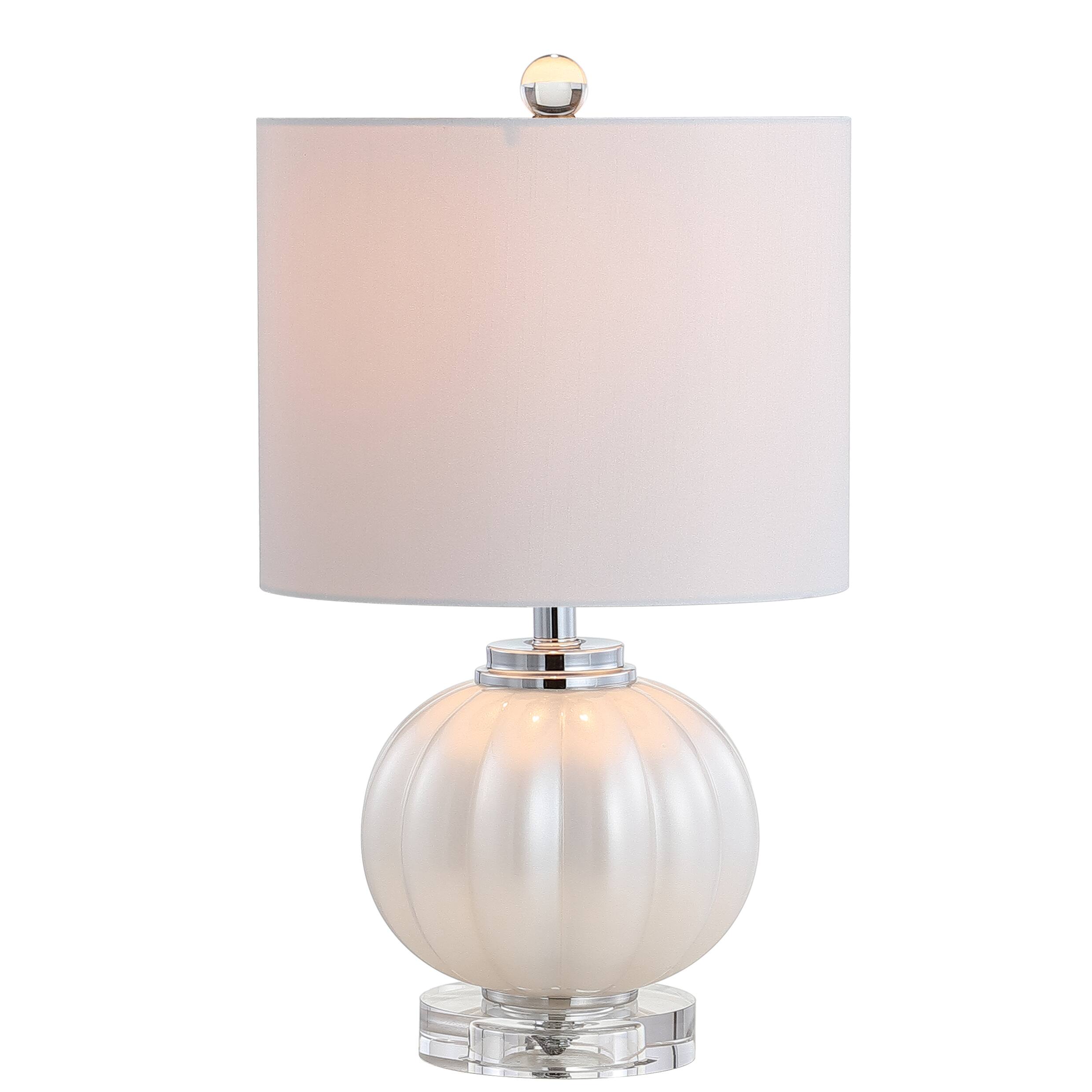 Front. Jonathan Y - Pearl 17.5" Glass/Crystal LED Table Lamp, White/Chrome - White.