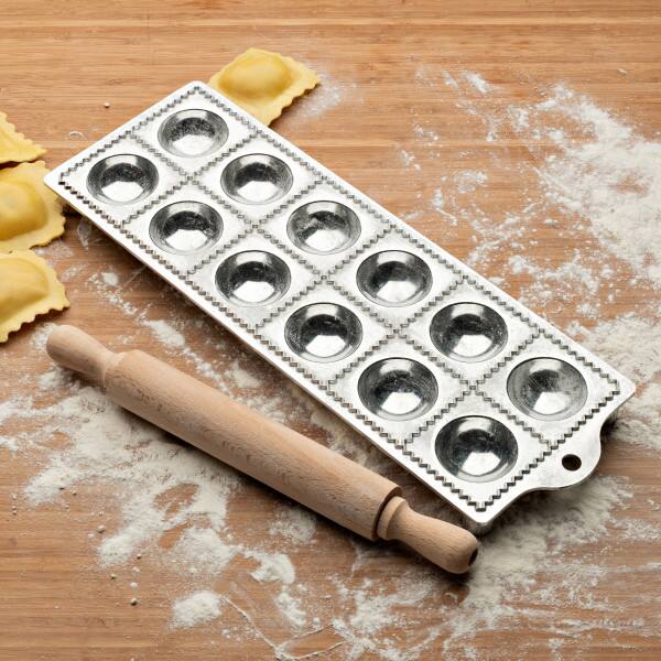 Alt View 5. Kings County Tools - Round Ravioli Mold with Roller - Silver.