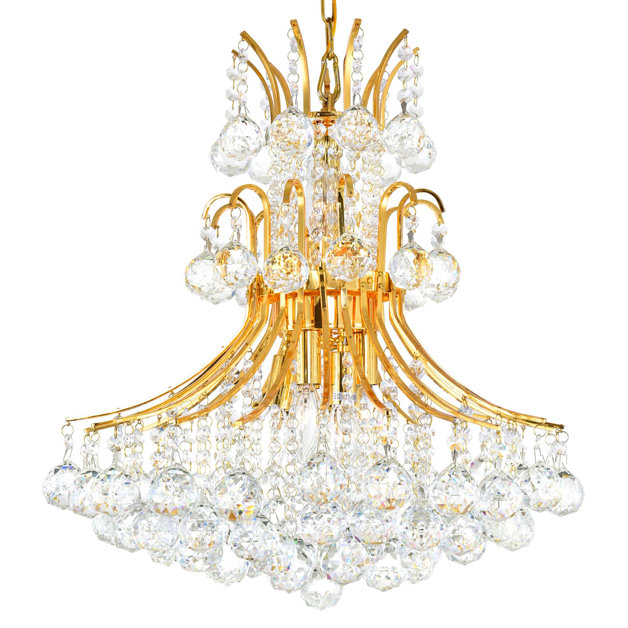 Left. CWI Lighting - Princess 10 Light Down Chandelier With Gold Finish - Gold.