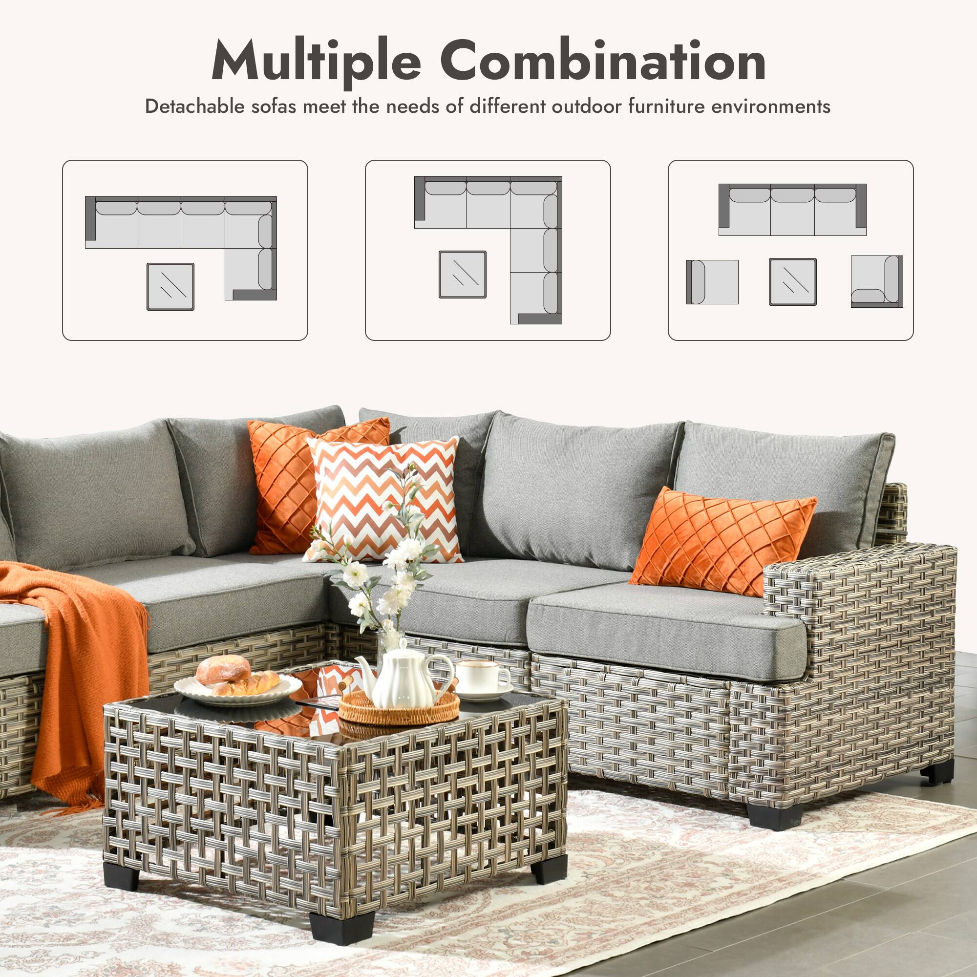 Multiple Combination  
Detachable sofas meet the needs of different outdoor furniture environments