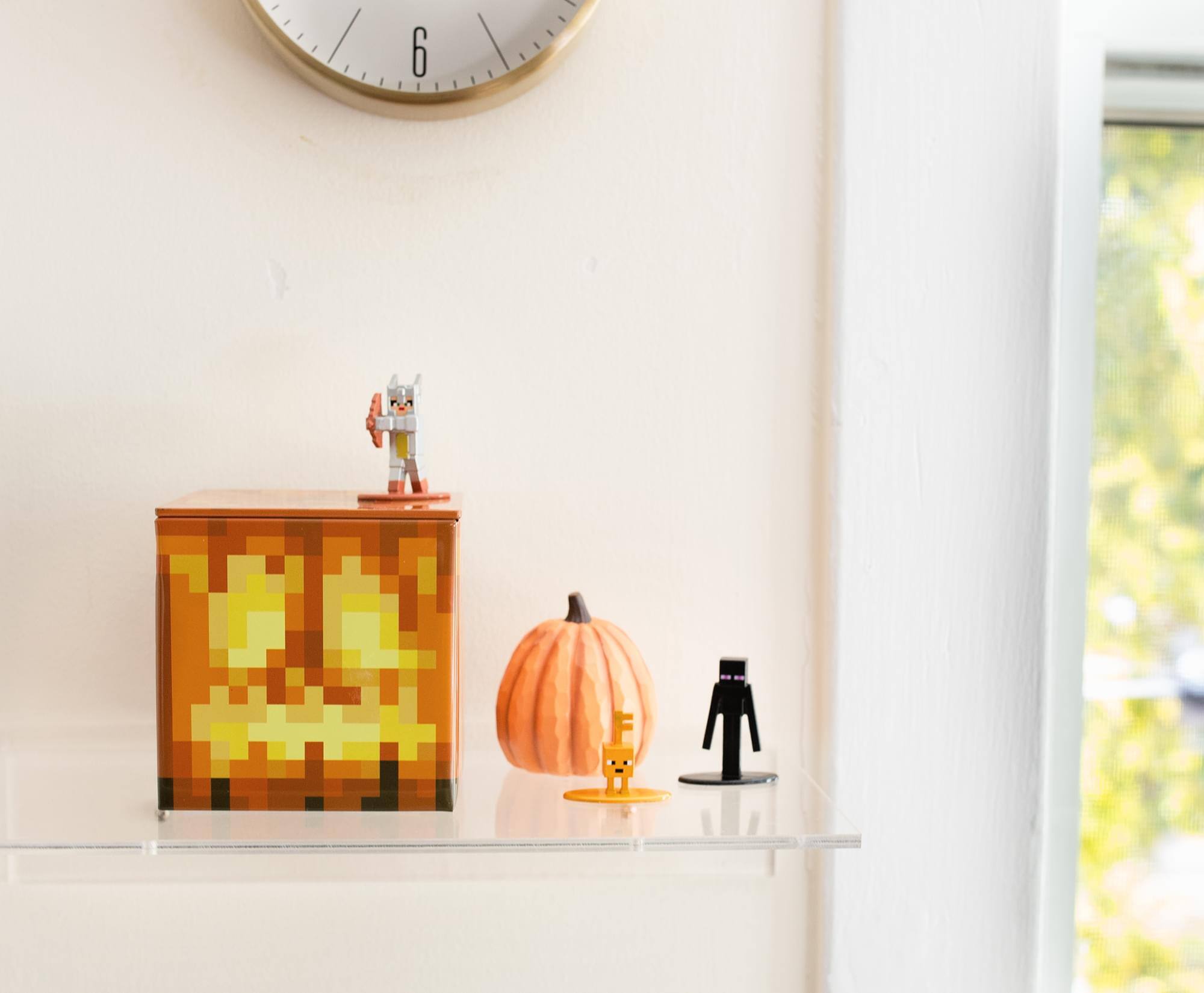 Alt View 4. Ukonic - Minecraft Jack O'Lantern Tin Storage Box Cube Organizer with Lid | 4 Inches - Brown.