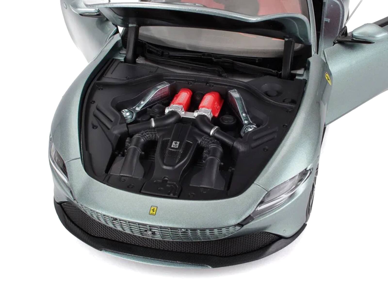 Alt View 2. Polistil - 2019 Ferrari Roma Gray Metallic with Pink Interior 1/18 Diecast Model Car by Polistil.