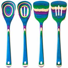 Baltique - Mumbai Collection 4 Piece Cooking Utensil Set, Safe for Nonstick - Purple, Green, Blue