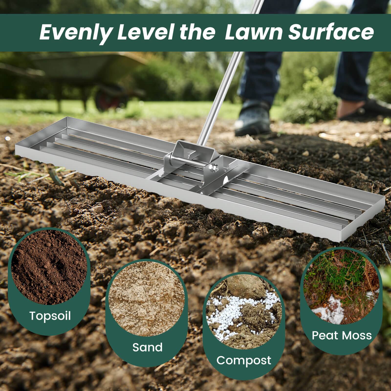 Evenly Level the Lawn Surface

Topsoil  
Sand  
Compost  
Peat Moss