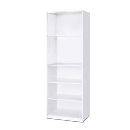 SlickBlue - 5-Shelf Modern Bookcase with Wood Finish for Living Room Decor - White