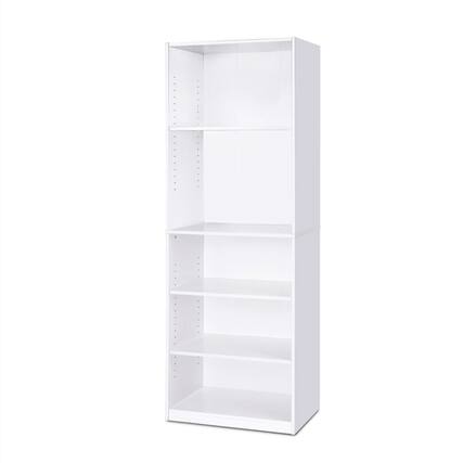 Front. SlickBlue - 5-Shelf Modern Bookcase with Wood Finish for Living Room Decor - White.