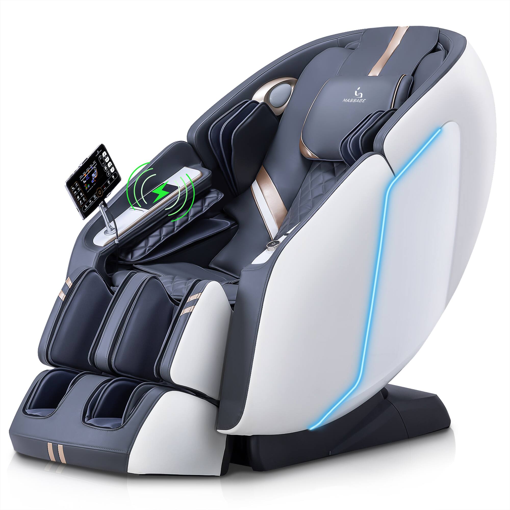 MassaMax - MT398 4D Massage Chair 2025 Full Body Stretch, Extended Footrest ,Foot Rollers Massage,Heat Therapy - White