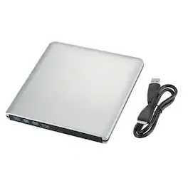 Topteng - Super Slim External Blu-ray Burner - 4K USB 3.0 Portable BD/DVD/CD Writer, 6X Speed,Plug & Play for Mac & Windows Laptop - Silver