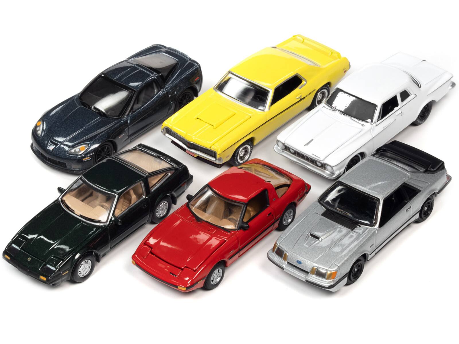 Angle. Johnny Lightning - "Classic Gold Collection" 2022 Set B of 6 Cars Release 2 1/64 Diecast Model Cars by Johnny Lightning - Multicolor.