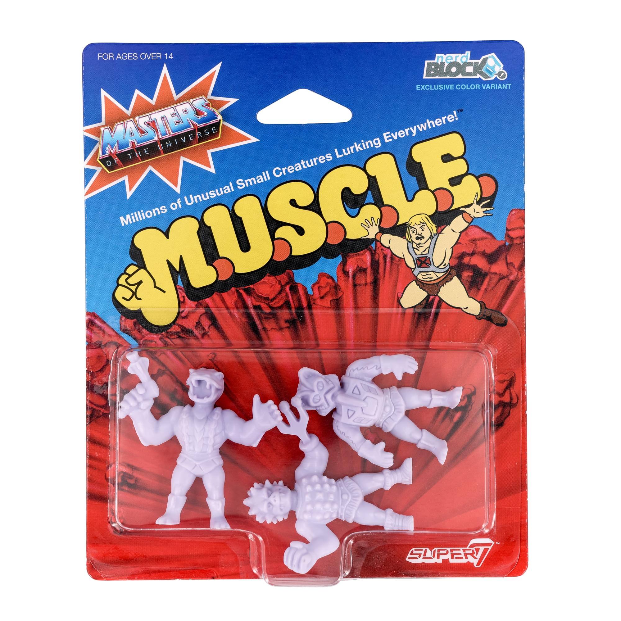 FOR AGES OVER 14  
MASTERS OF THE UNIVERSE  
MUSCLE  
Millions of Unusual Small Creatures Lurking Everywhere!  
nerd BLOCK  
EXCLUSIVE COLOR VARIANT  
SUPER 7