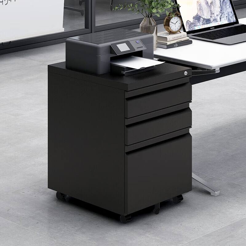 GOODSILO - 3-Drawer Mobile File Cabinet with Lock, Legal/Letter Size, Metal Filing Cabinet - Installation Required - Black