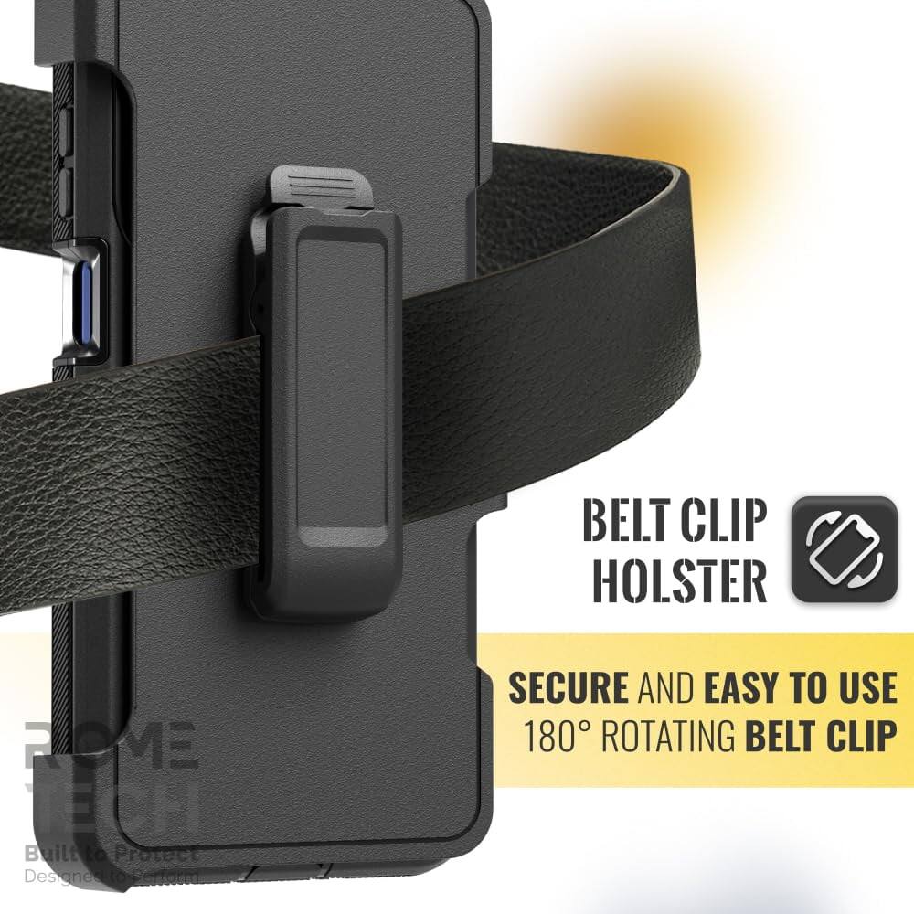 BELT CLIP HOLSTER  
ROME TECH  
Built to Protect  
Designed to Protect  

SECURE AND EASY TO USE  
180° ROTATING BELT CLIP