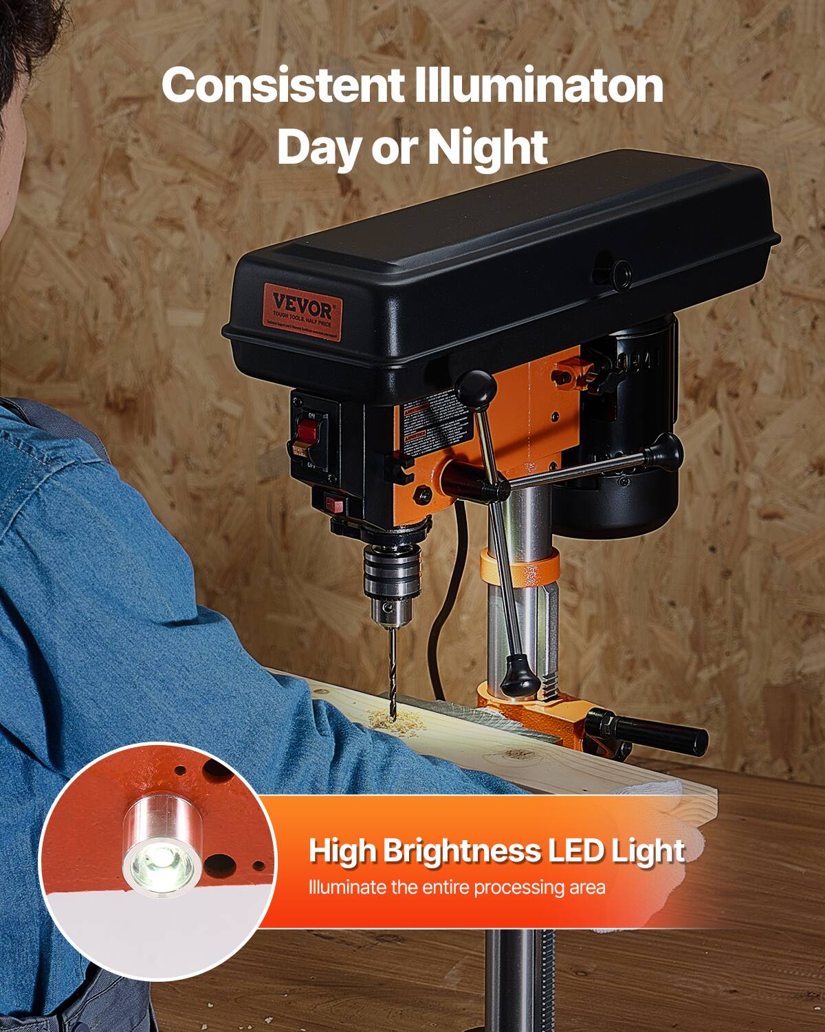 Consistent Illumination Day or Night  
VEVOR  
High Brightness LED Light  
Illuminate the entire processing area